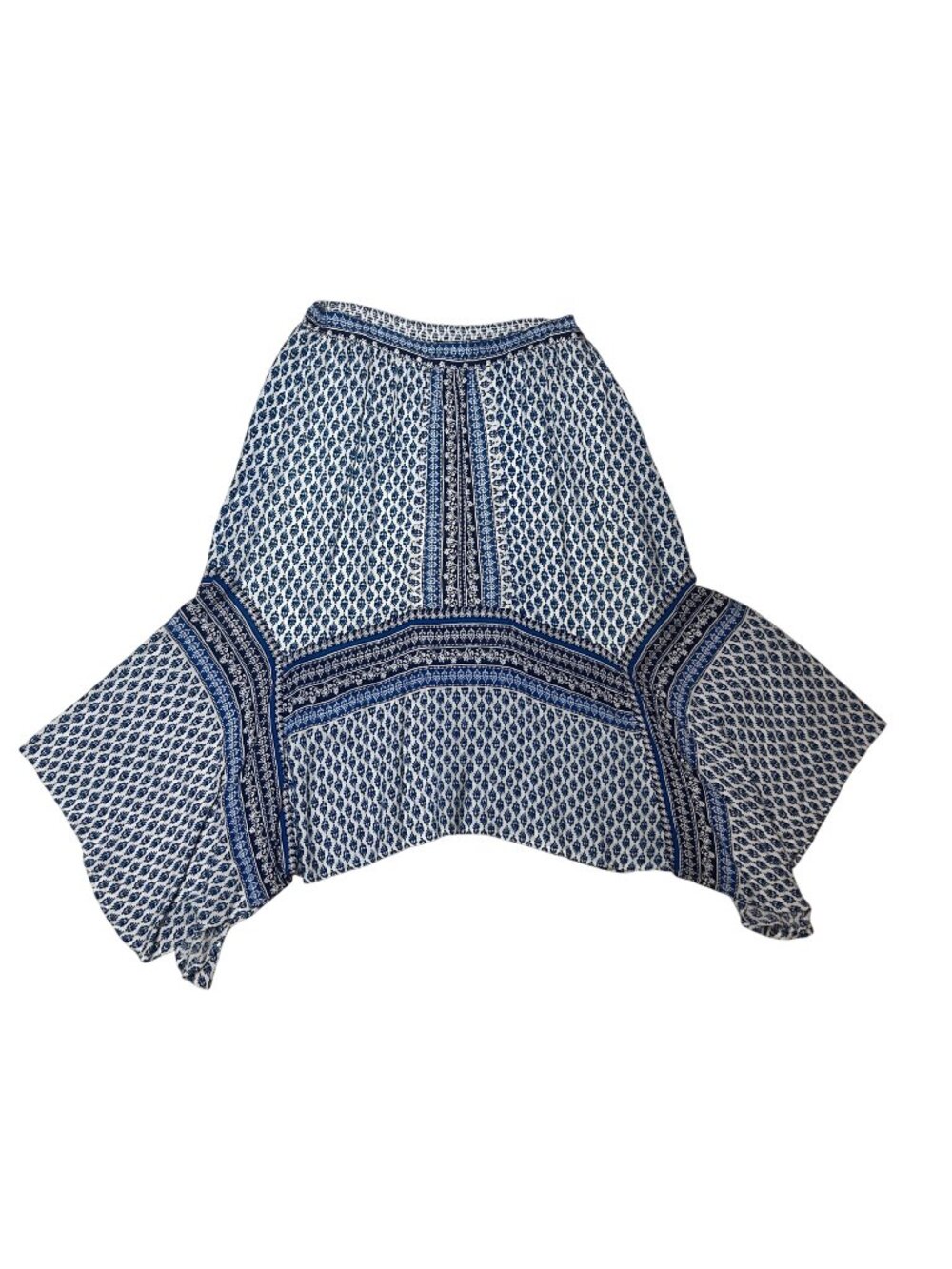 New Directions Womens Blue & White Boho High-Low Skirt LARGE 1908